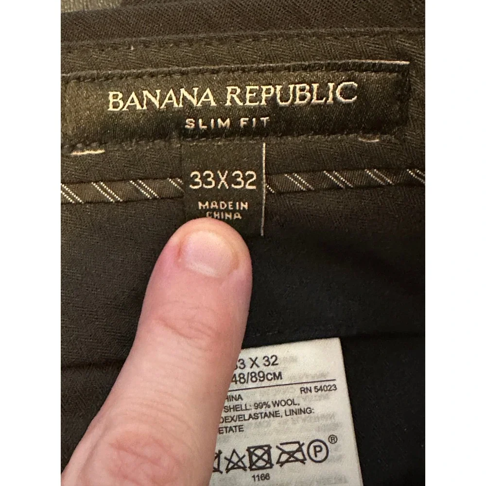 Banana Republic Slim Fit Men's Wool‎ Blend Dress Pants 33x32 Black